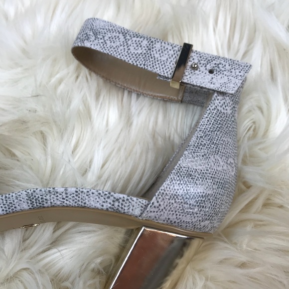 Ann Taylor Snakeskin Leather Strappy Block Heels - Picture 2 of 8